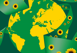  Yellow and green world with Sunflower lanyard around it